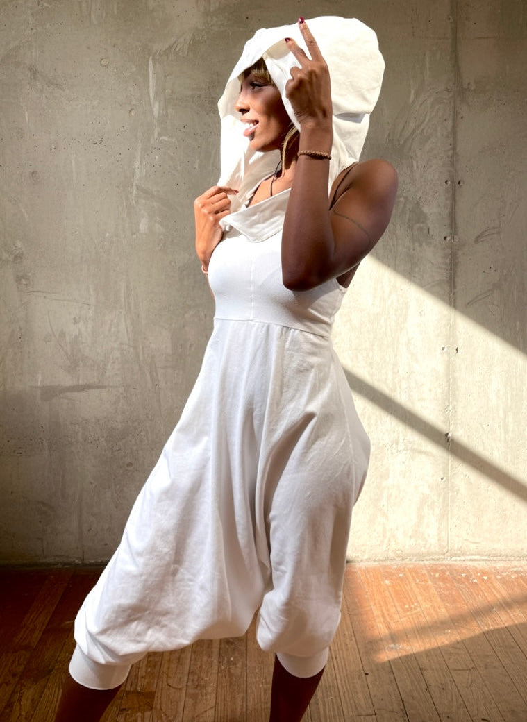 Aura | White Hooded Jumpsuit