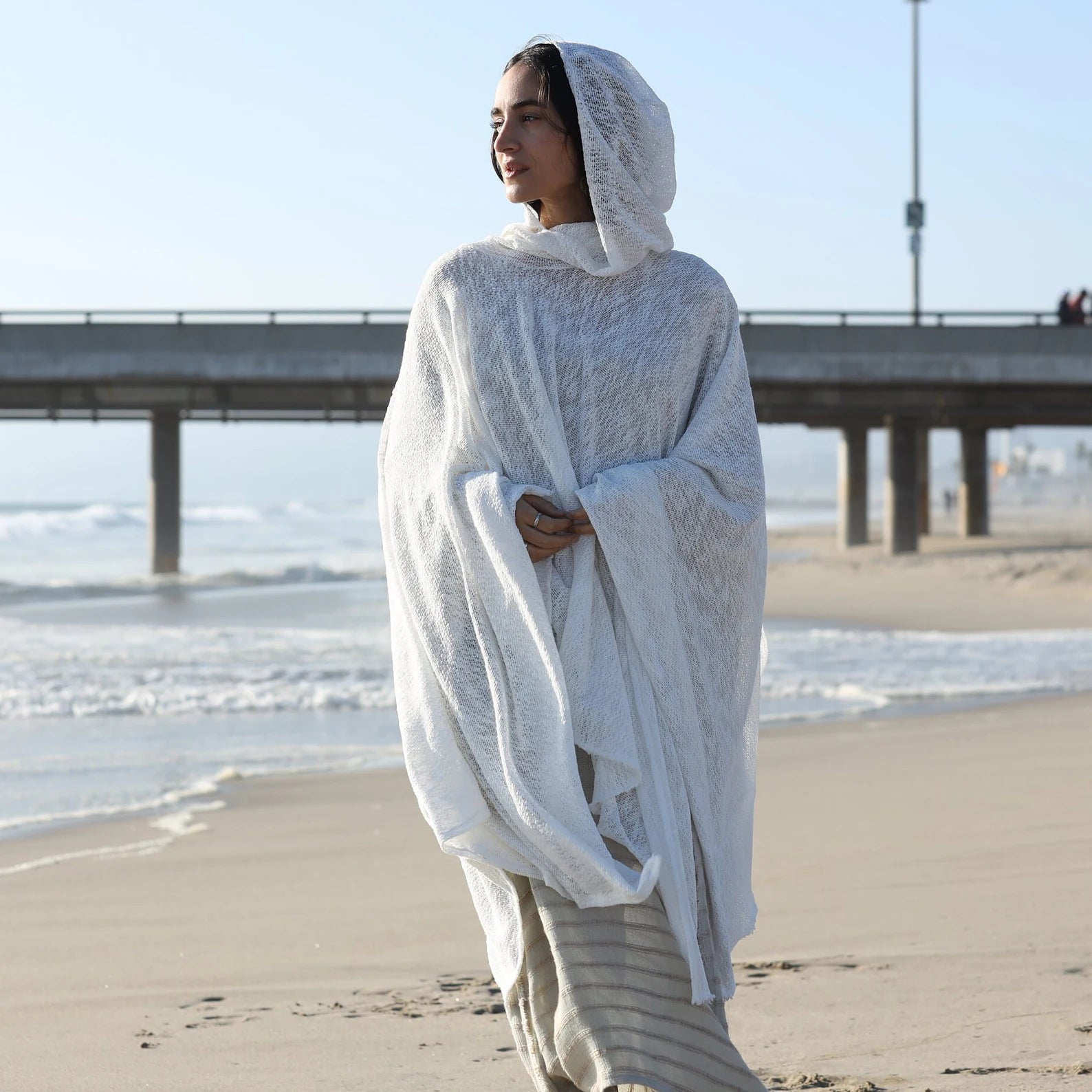 white shawl glorka white ceremony poncho