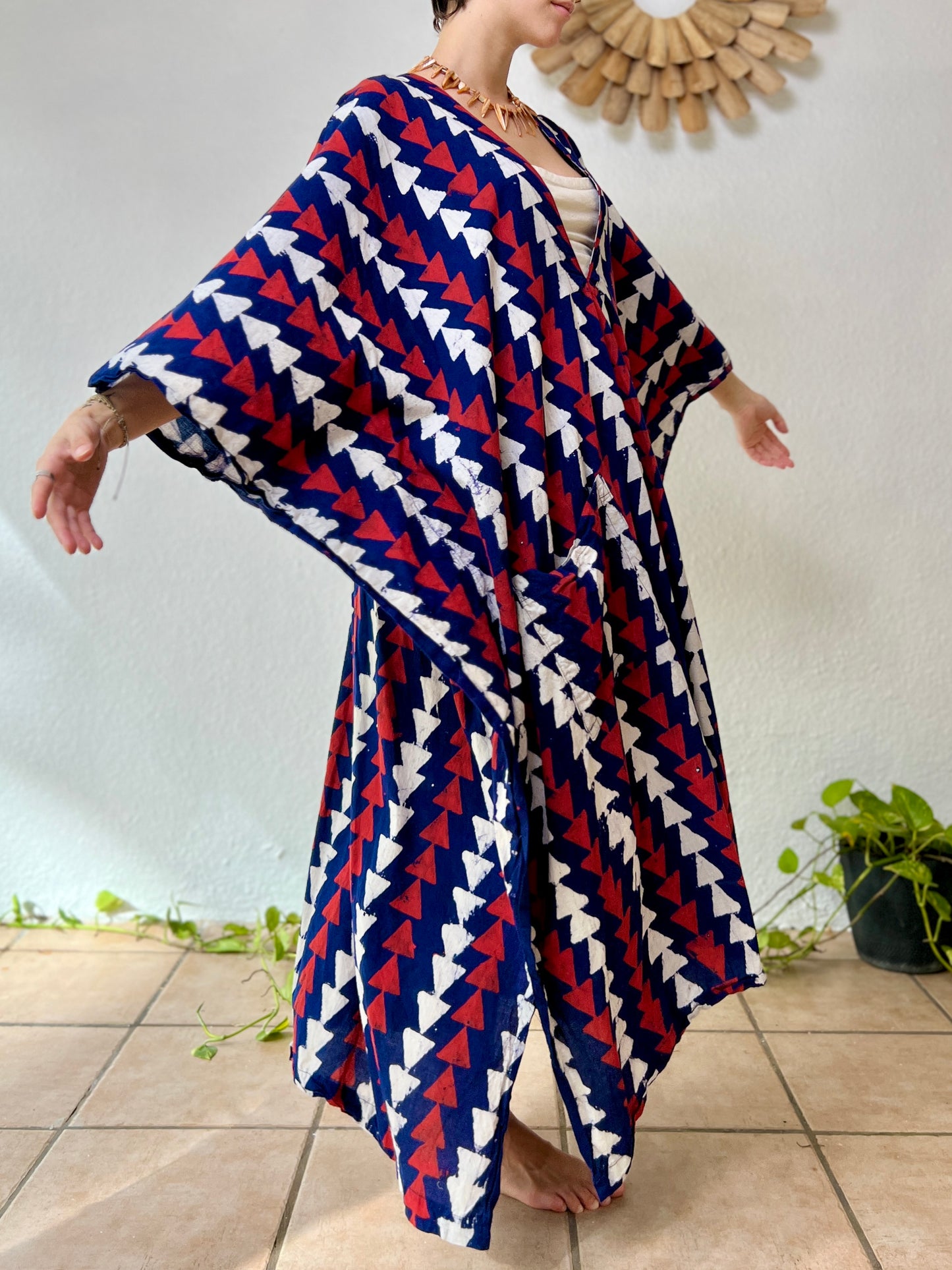 Tricolor | Handblock Cotton Caftan