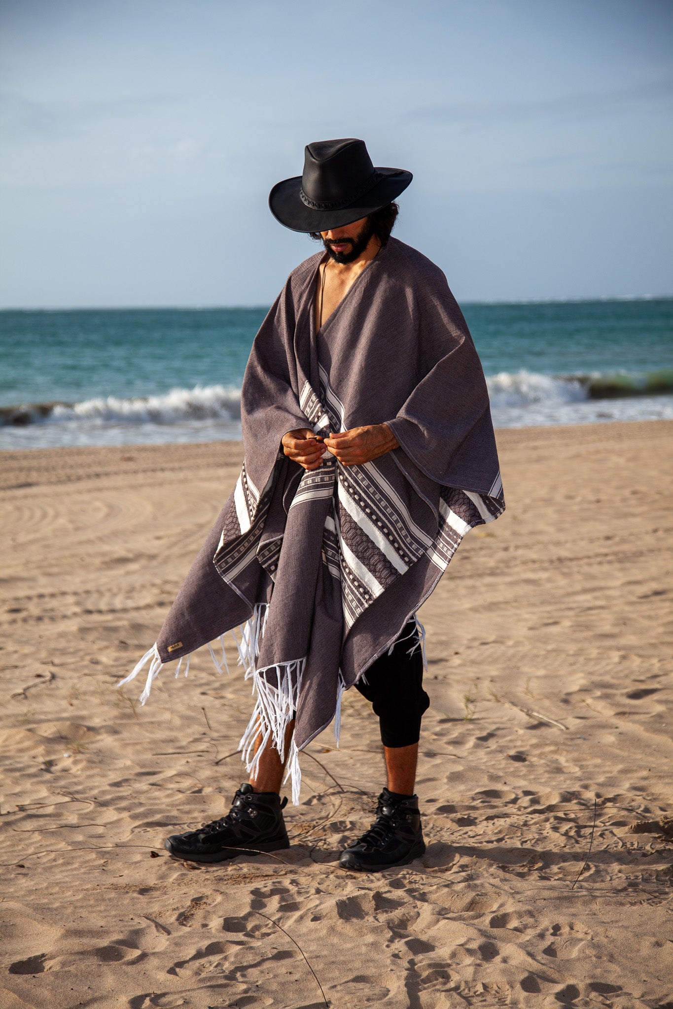 White Ink | Handwoven Oaxacan Poncho | Him