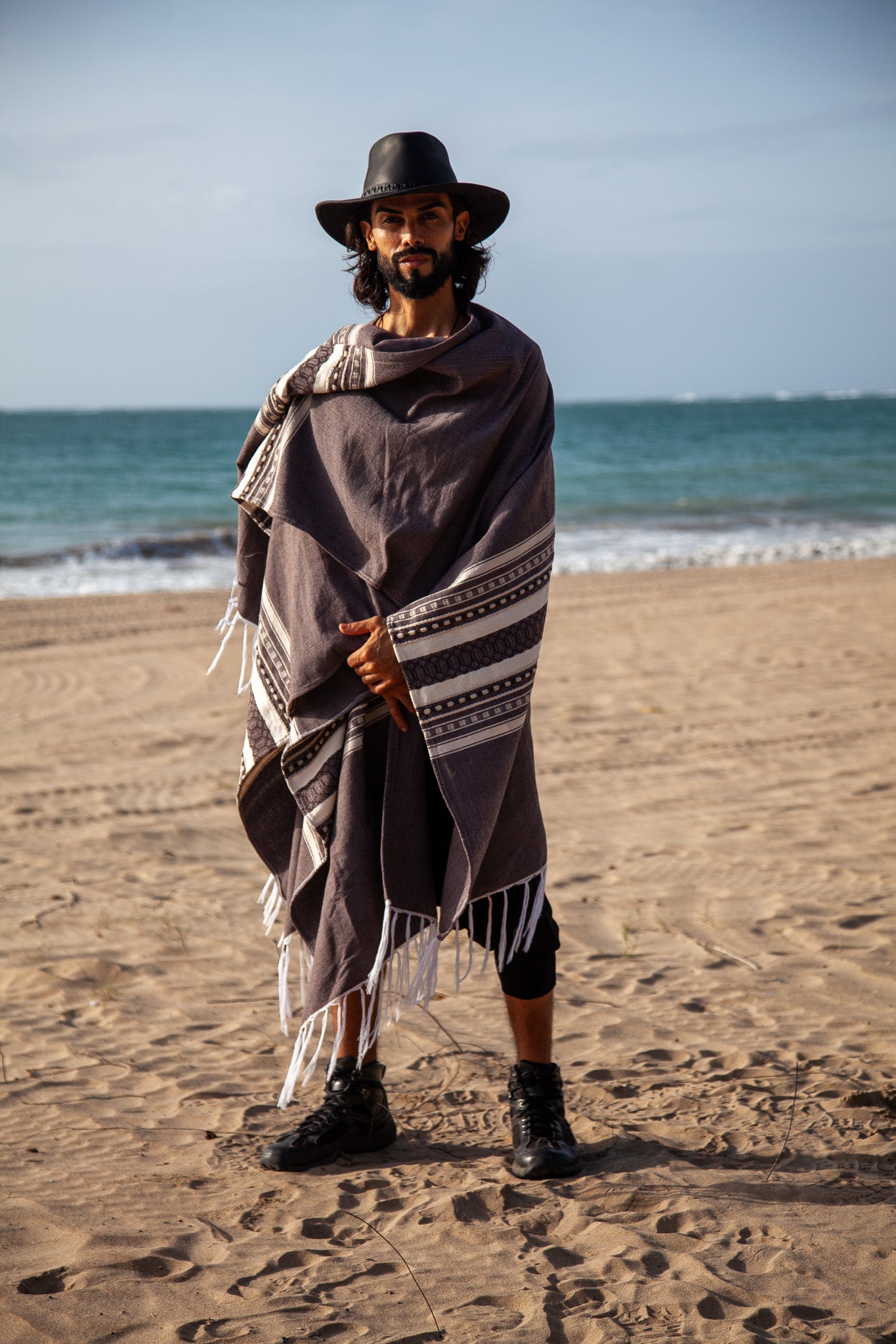 White Ink | Handwoven Oaxacan Poncho | Him