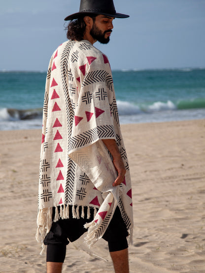 Red Woods | Handwoven Poncho | Him