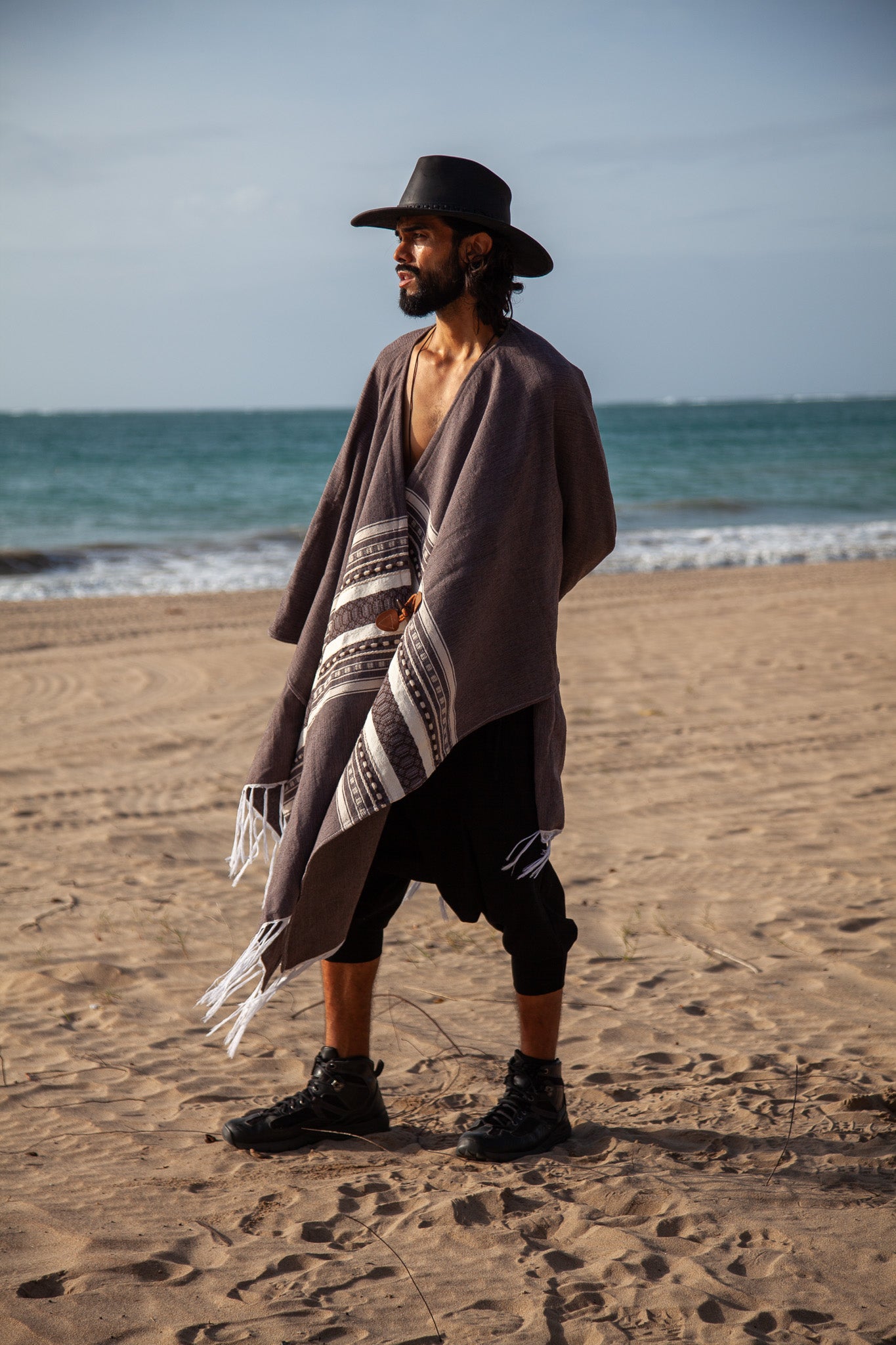 White Ink | Handwoven Oaxacan Poncho | Him