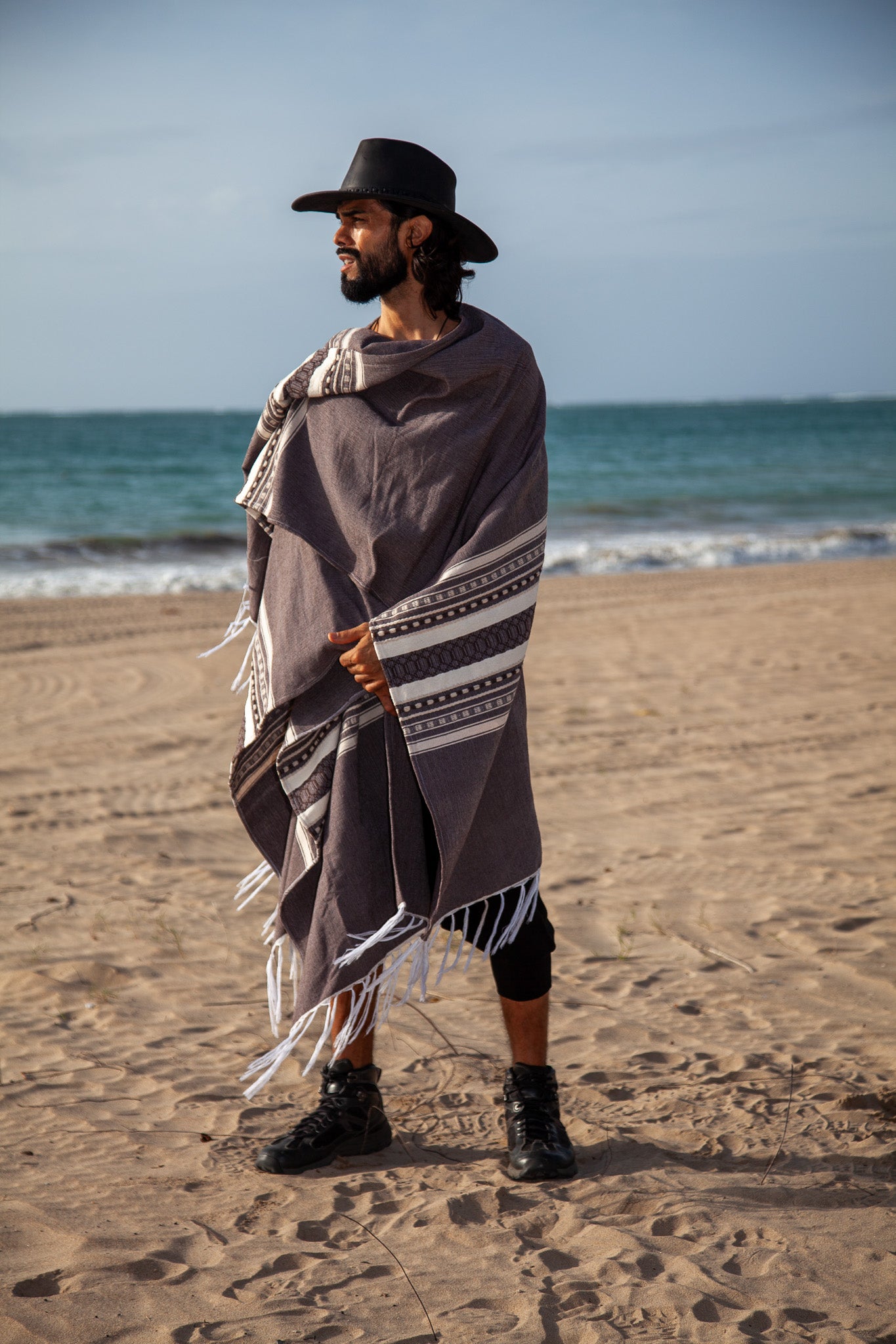 White Ink | Handwoven Oaxacan Poncho | Him