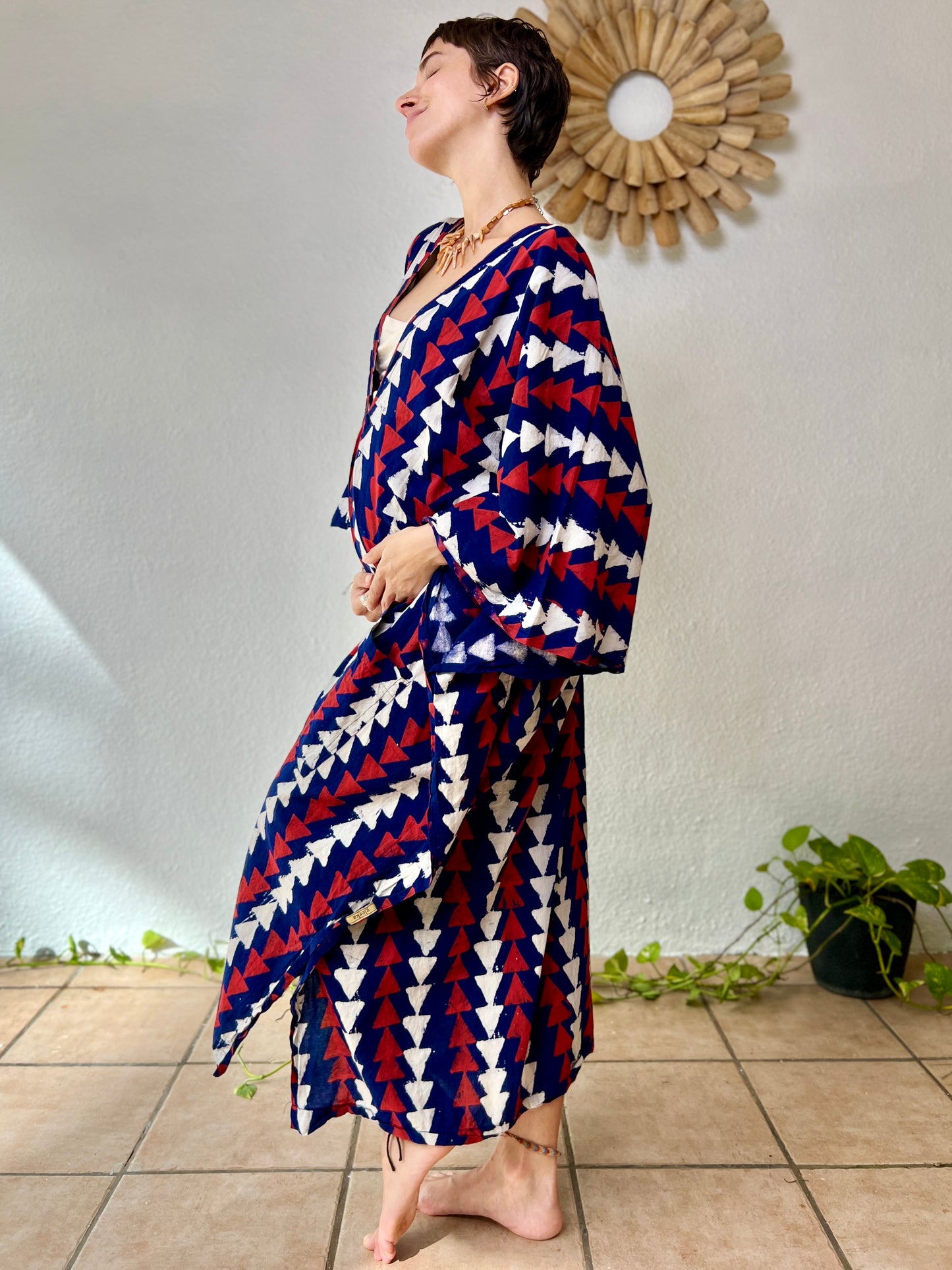 Tricolor | Handblock Cotton Caftan