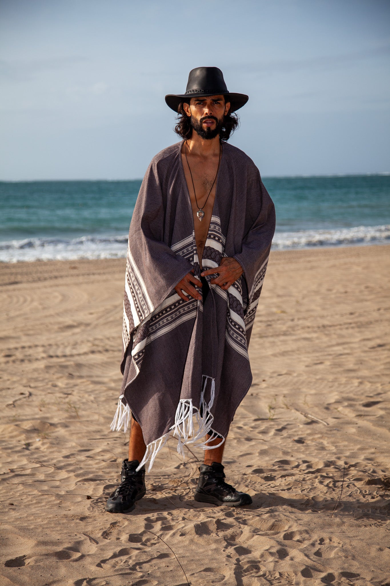 White Ink | Handwoven Oaxacan Poncho | Him