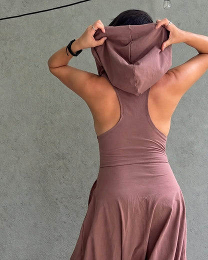 Aura | Mocha Hooded Jumpsuit