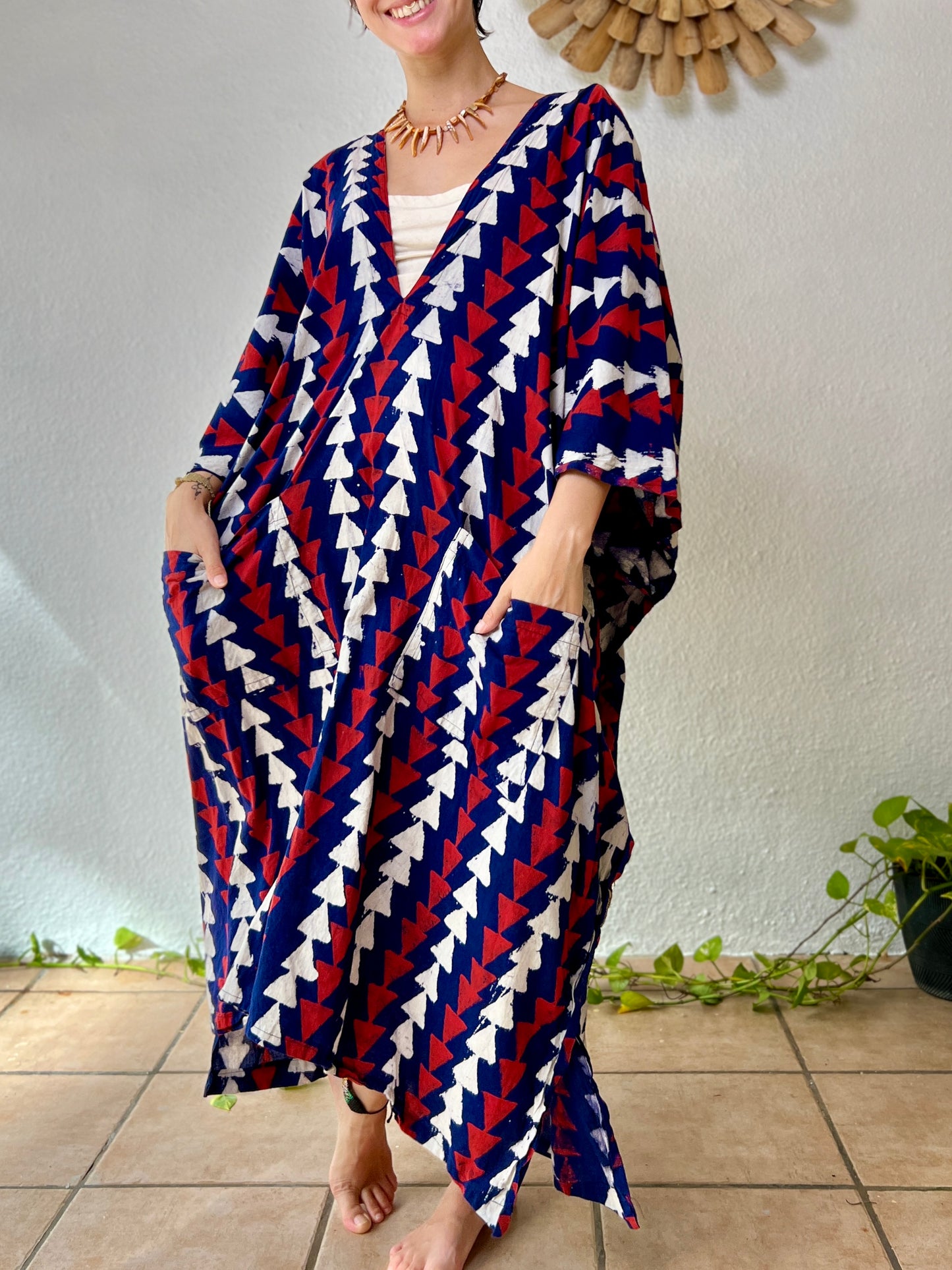 Tricolor | Handblock Cotton Caftan