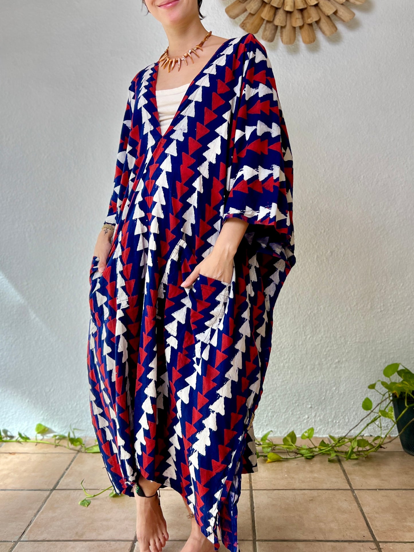 Tricolor | Handblock Cotton Caftan