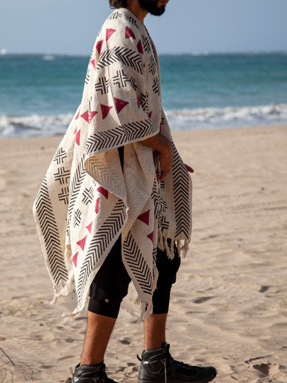 Red Woods | Handwoven Poncho | Him