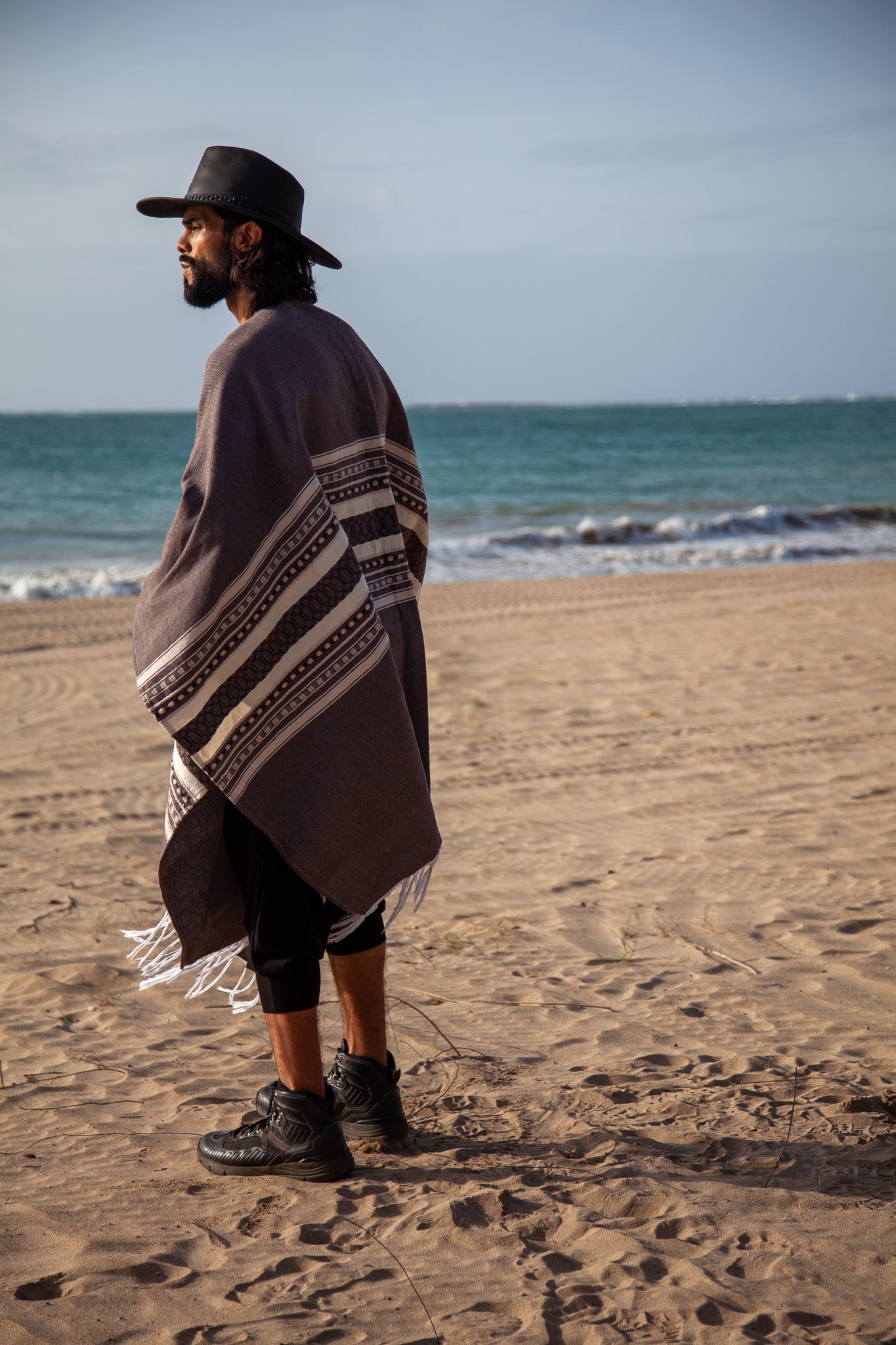 White Ink | Handwoven Oaxacan Poncho | Him