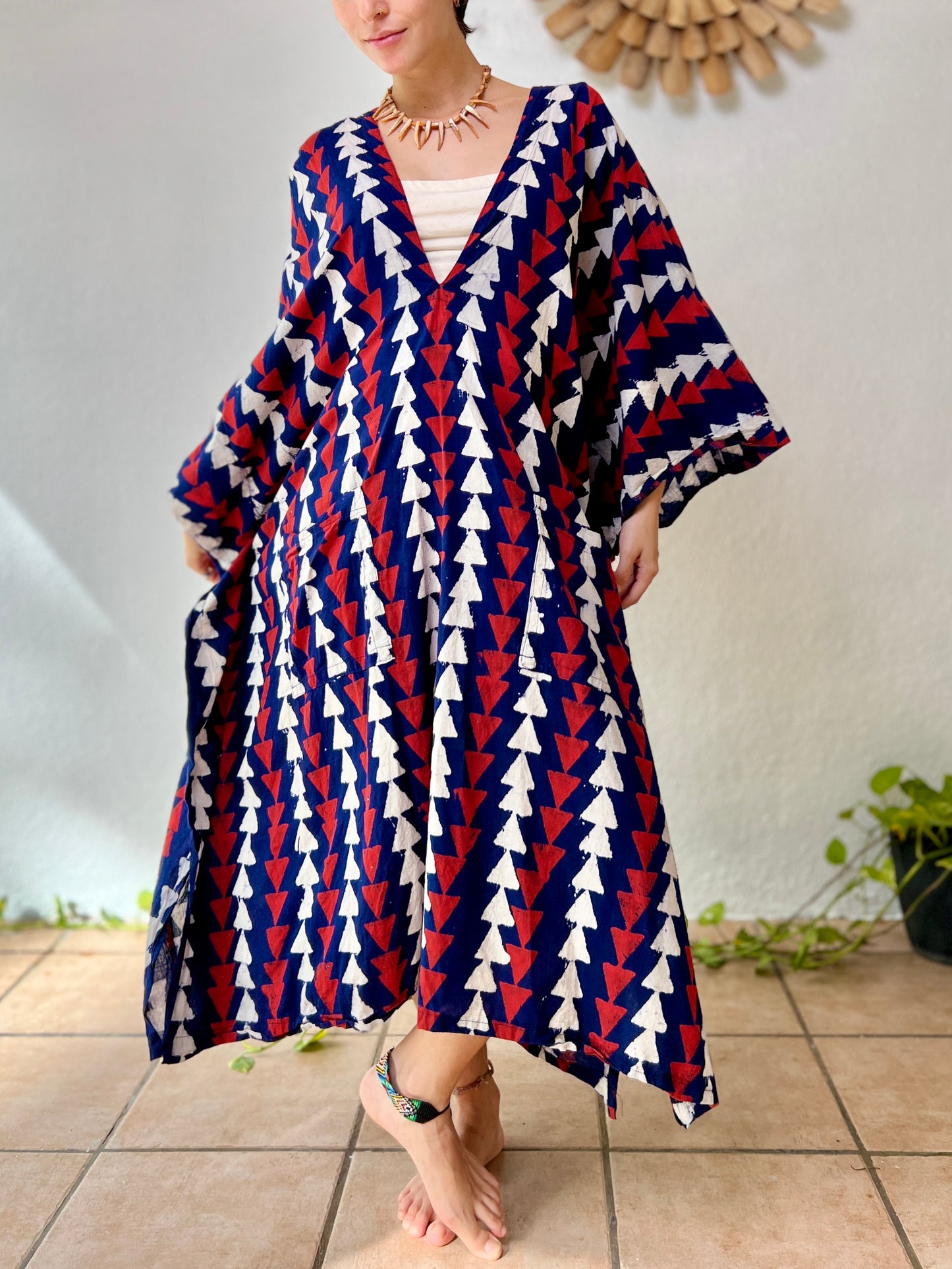 Tricolor | Handblock Cotton Caftan