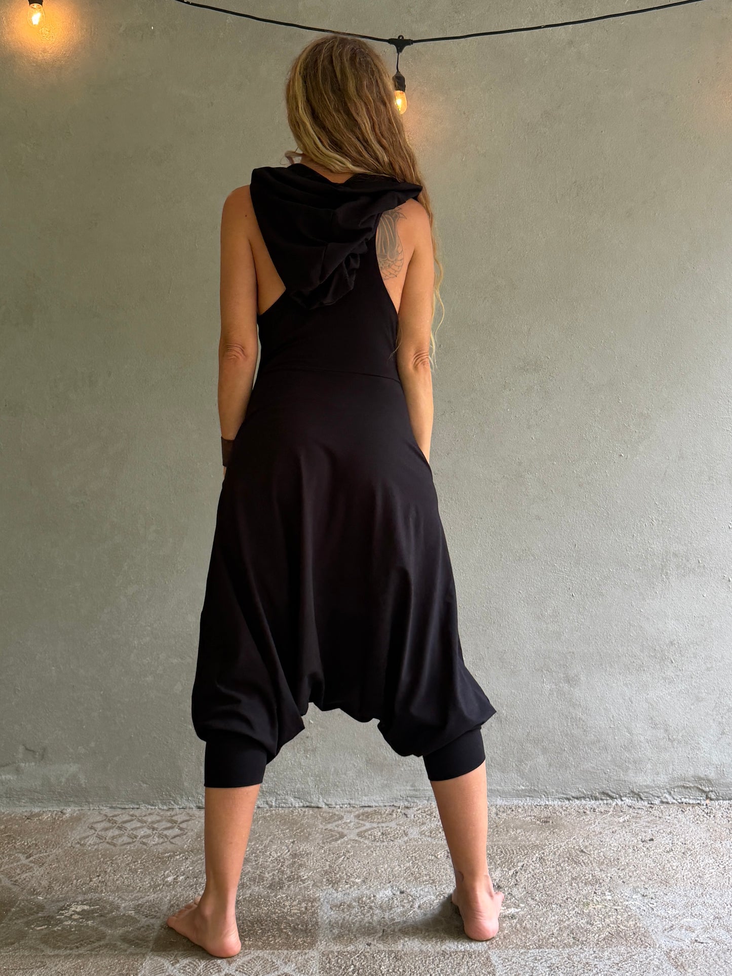 Aura | Black Hooded Jumpsuit