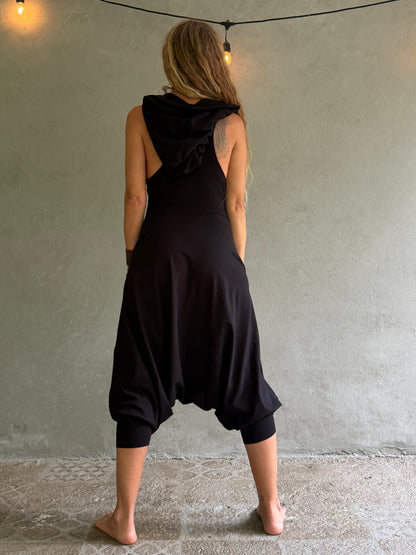 Aura | Black Hooded Jumpsuit