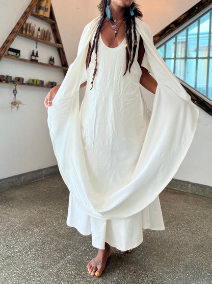 glorka white dress and shawl