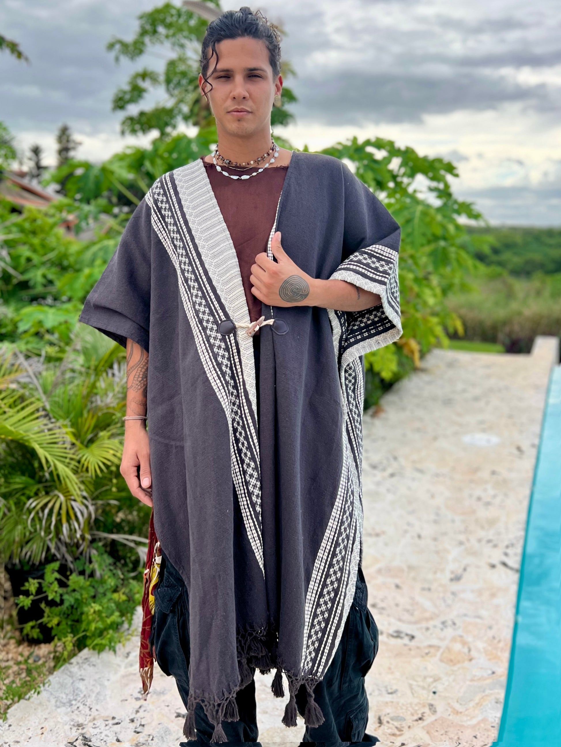 Glorka handwoven mens poncho