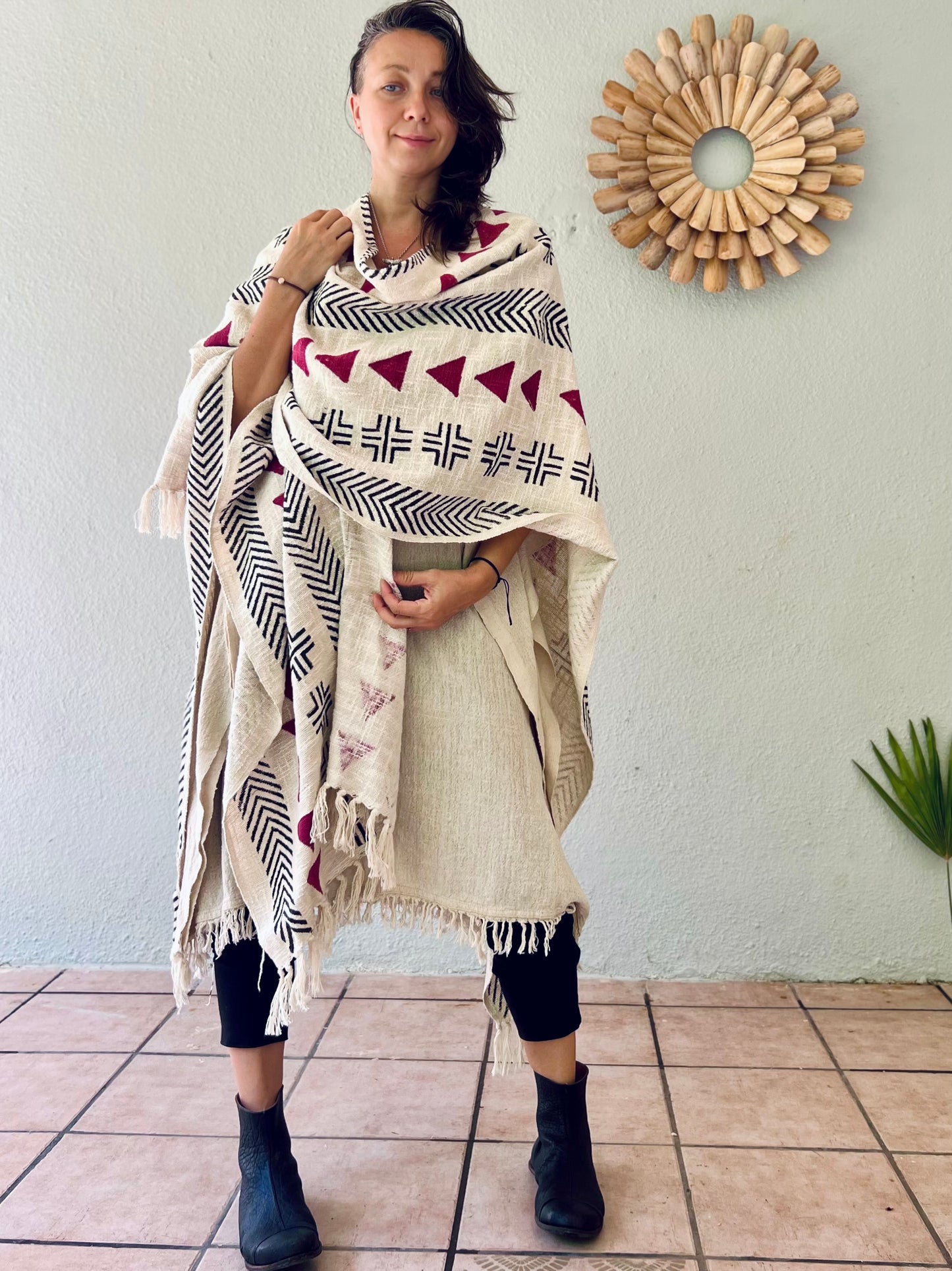 Red Woods | Handwoven Poncho