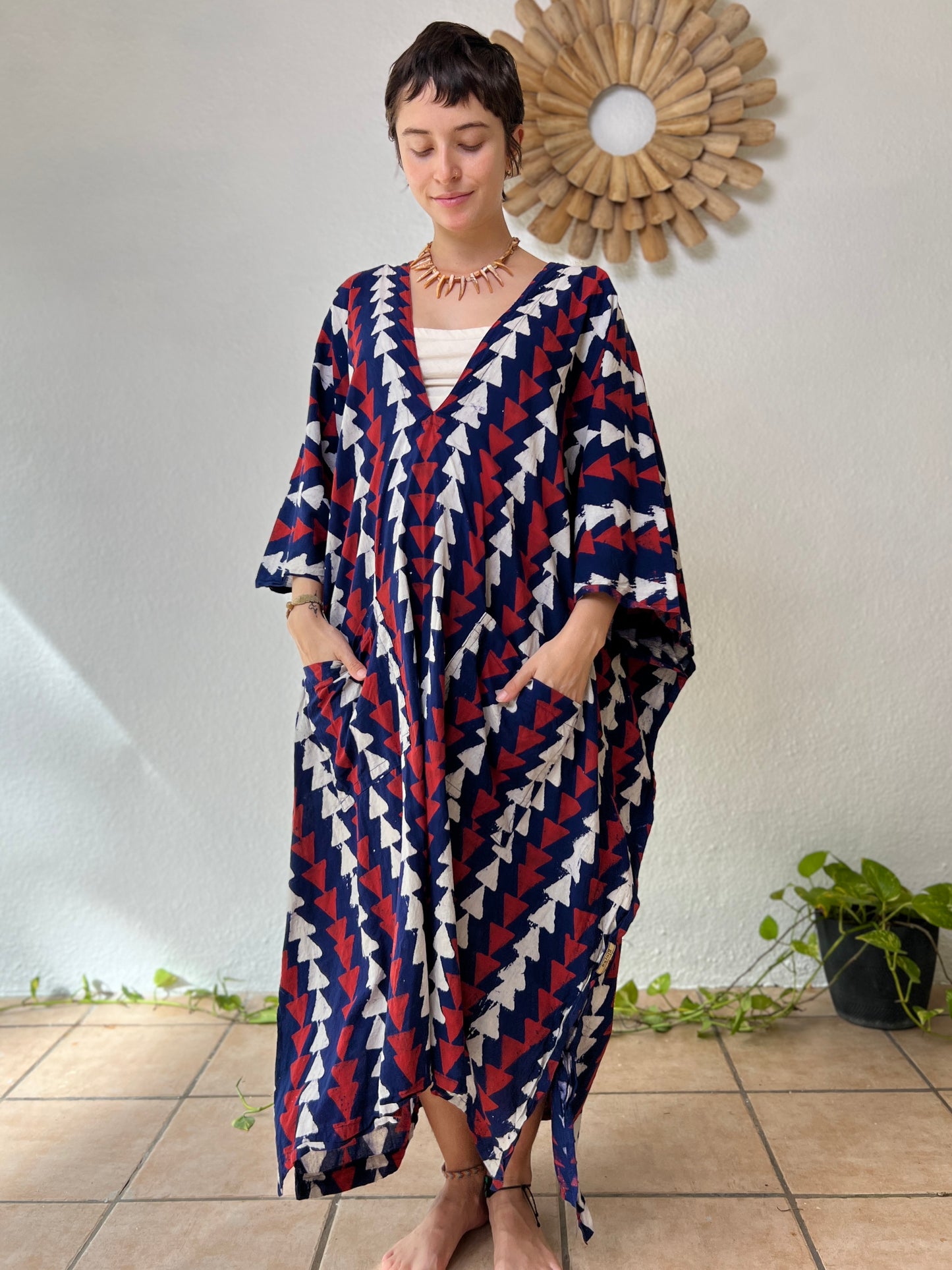 Tricolor | Handblock Cotton Caftan