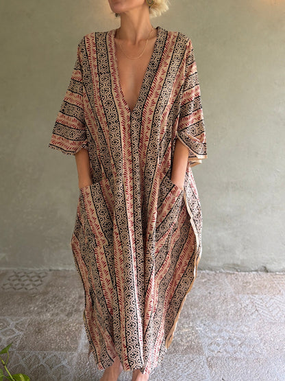 Spirals | Handblock Cotton Caftan