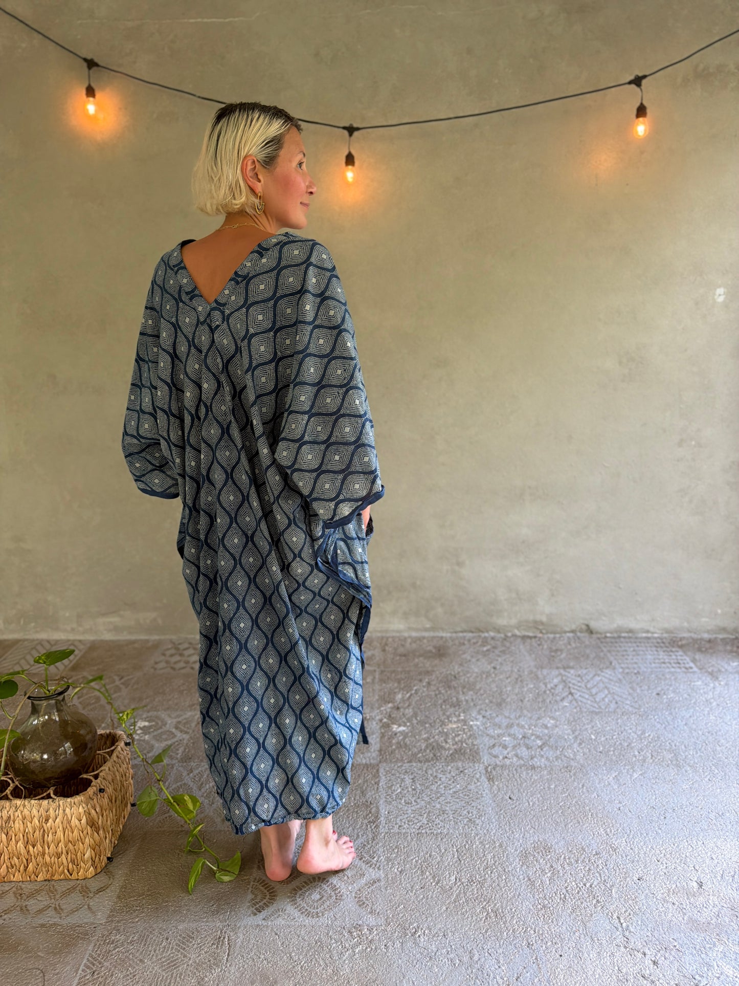 Indigo & Dots | Handblock Cotton Caftan