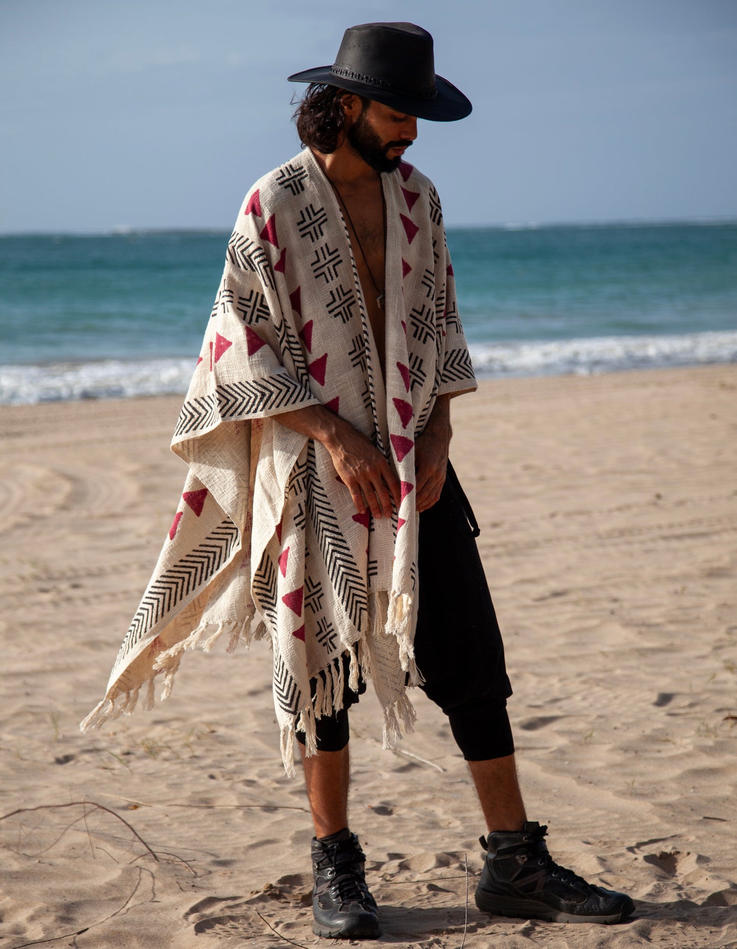 Red Woods | Handwoven Poncho | Him