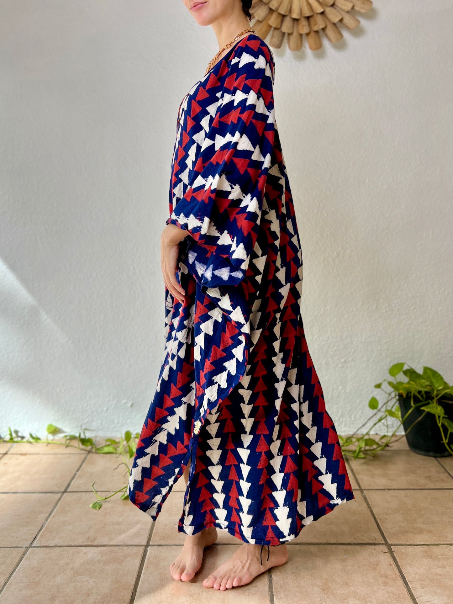 Tricolor | Handblock Cotton Caftan