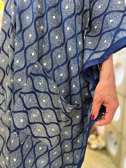 Indigo & Dots | Handblock Cotton Caftan