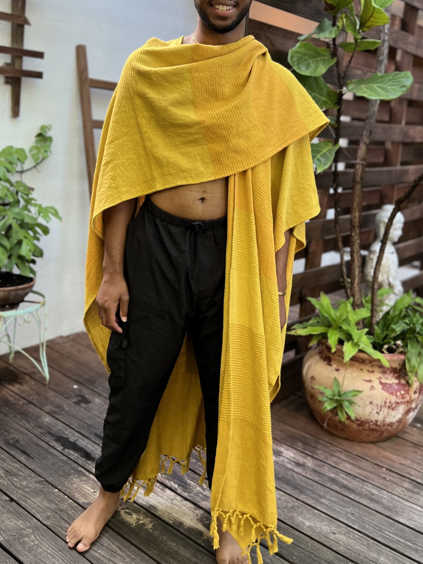 Mustard Yellow | Handwoven Poncho | Him