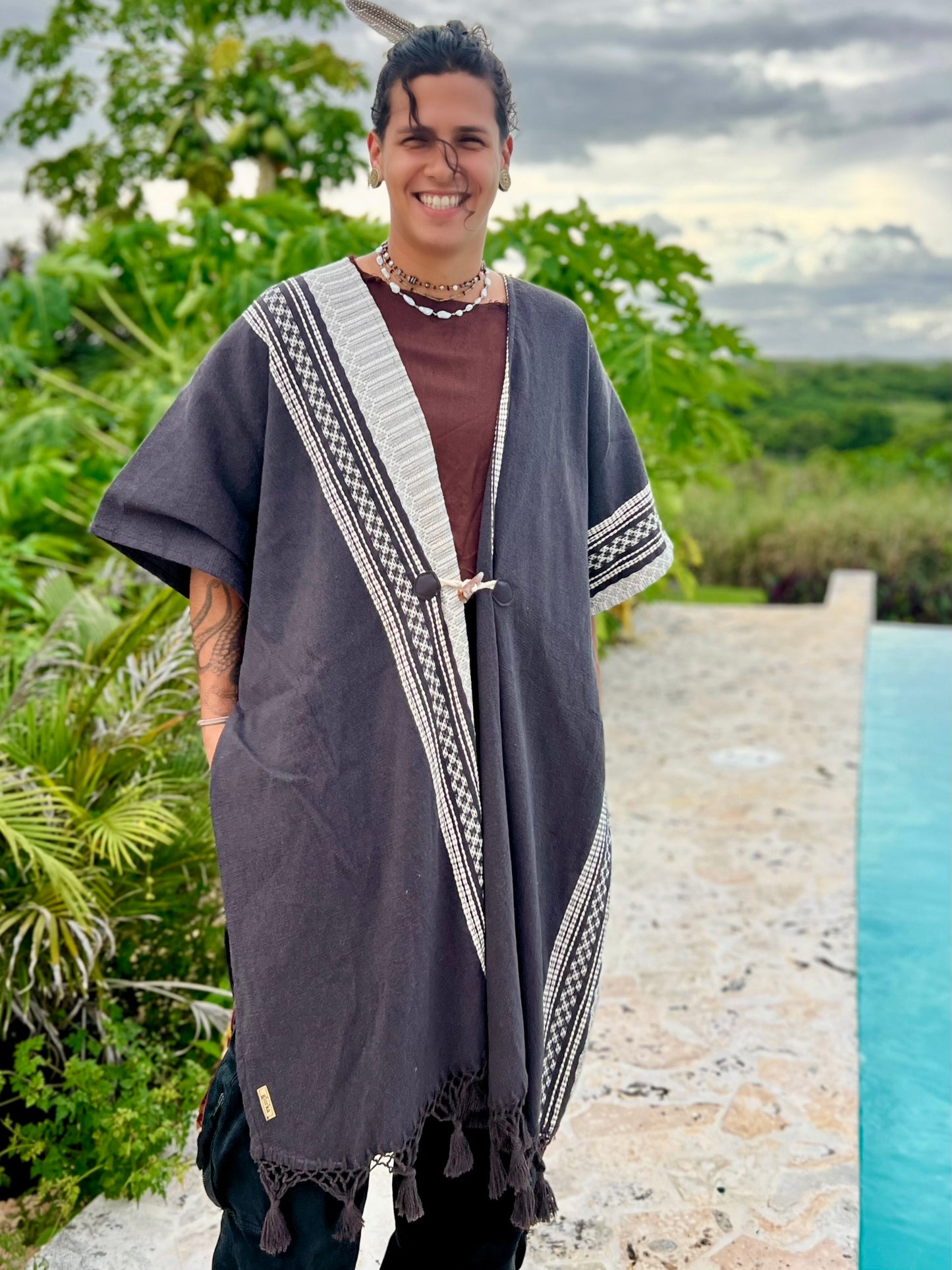 Glorka handwoven mens poncho