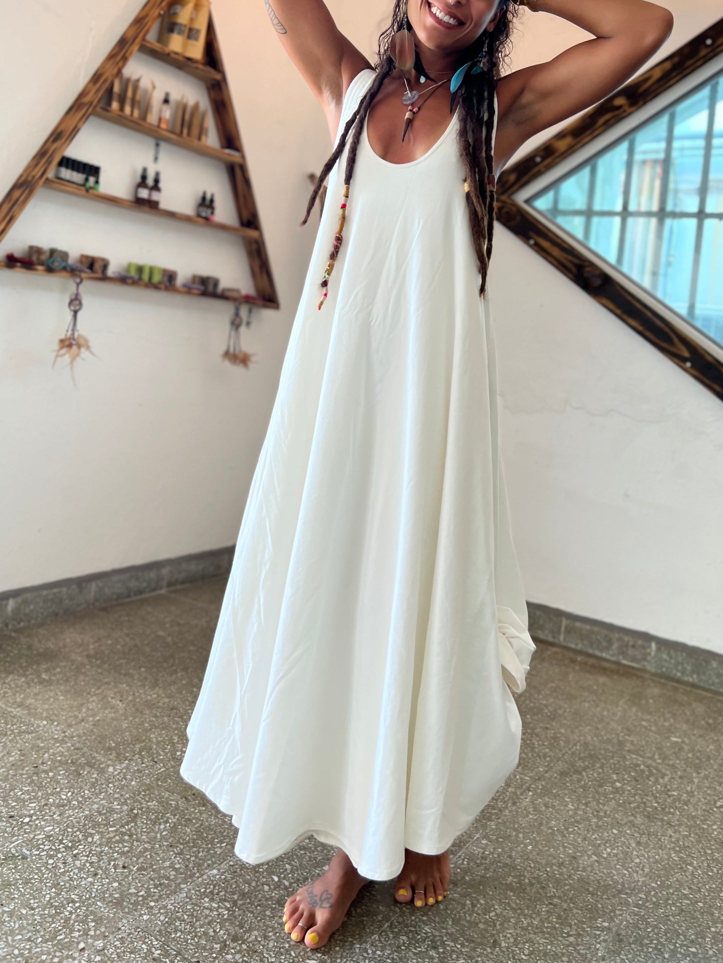 glorka white dress and shawl
