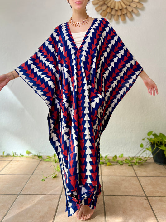 Tricolor | Handblock Cotton Caftan