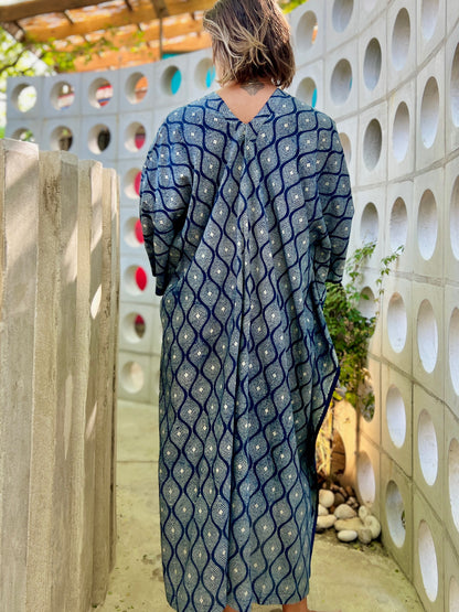 Indigo & Dots | Handblock Cotton Caftan