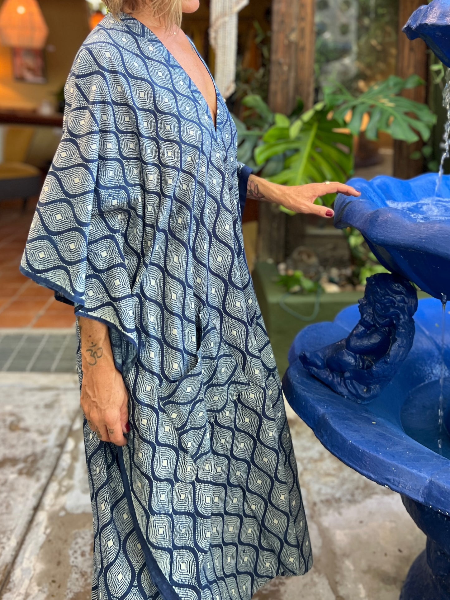 Indigo & Dots | Handblock Cotton Caftan