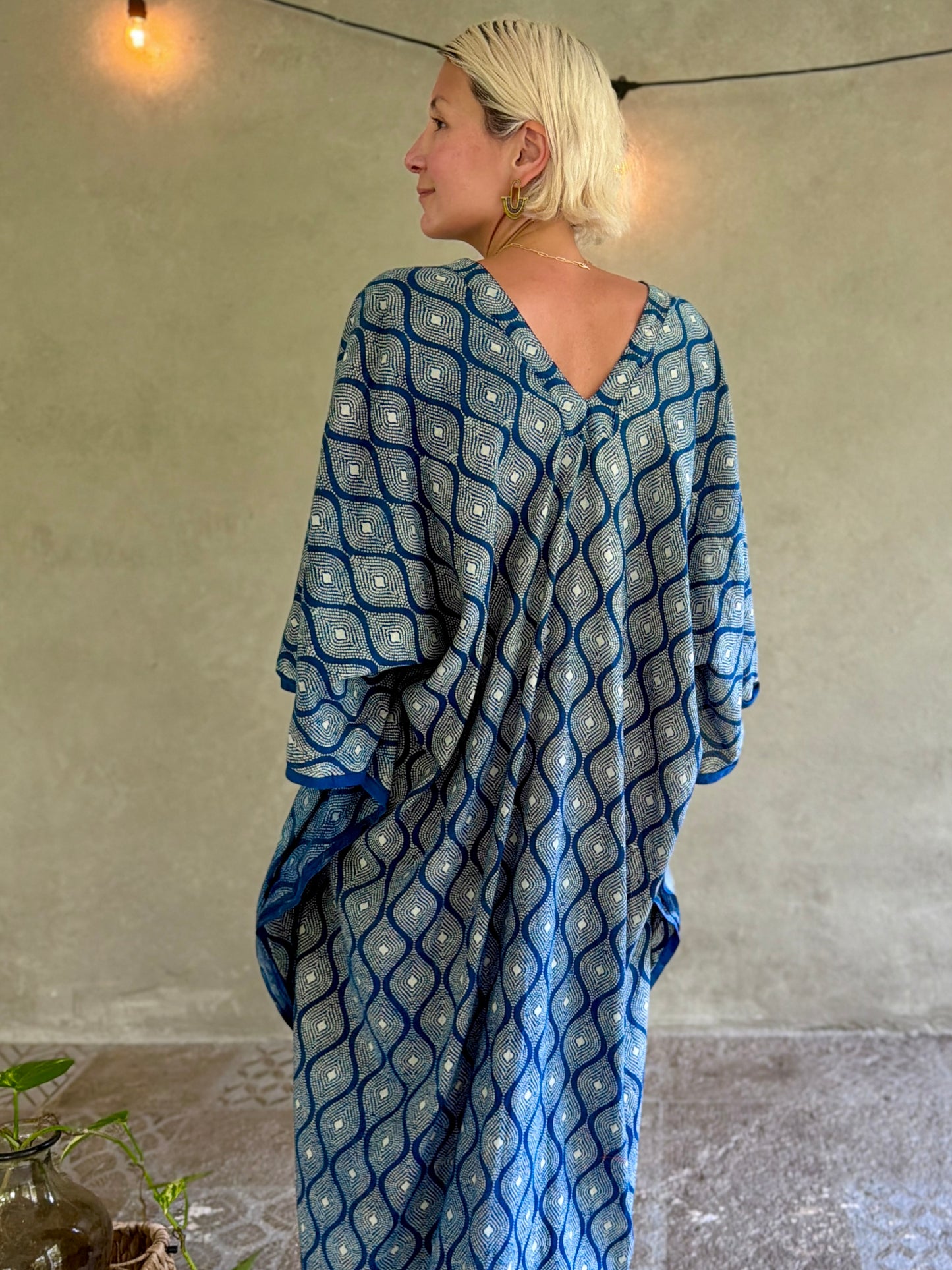 Indigo & Dots | Handblock Cotton Caftan