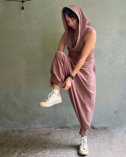 Aura | Mocha Hooded Jumpsuit
