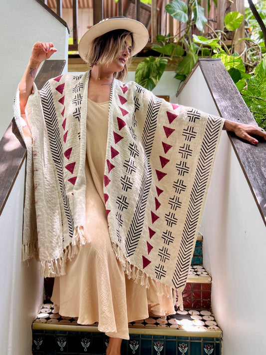 Red Woods | Handwoven Poncho