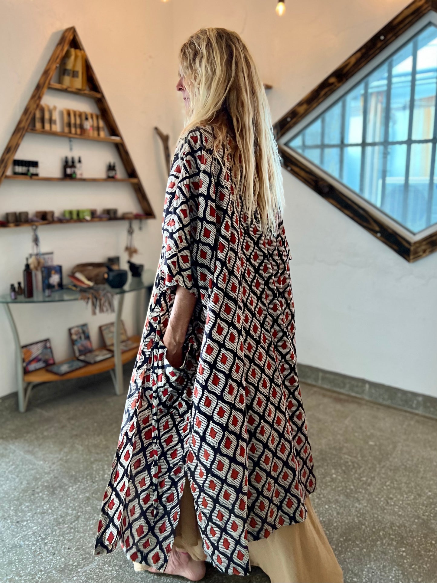 Red Dots | Hand Block Cotton Robe